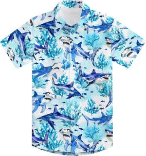 7-14T Boys Button Down Hawaiian Shirts 3D Printed Short Sleeve Cool Top Shirt