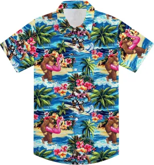 7-14T Boys Button Down Hawaiian Shirts 3D Printed Short Sleeve Cool Top Shirt