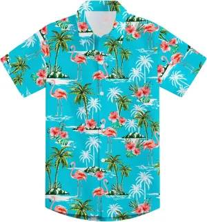 7-14T Boys Button Down Hawaiian Shirts 3D Printed Short Sleeve Cool Top Shirt