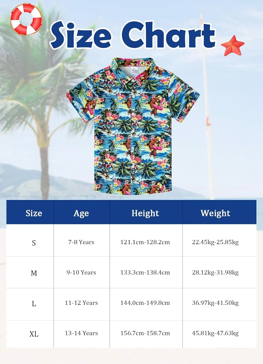 7-14T Boys Button Down Hawaiian Shirts 3D Printed Short Sleeve Cool Top Shirt