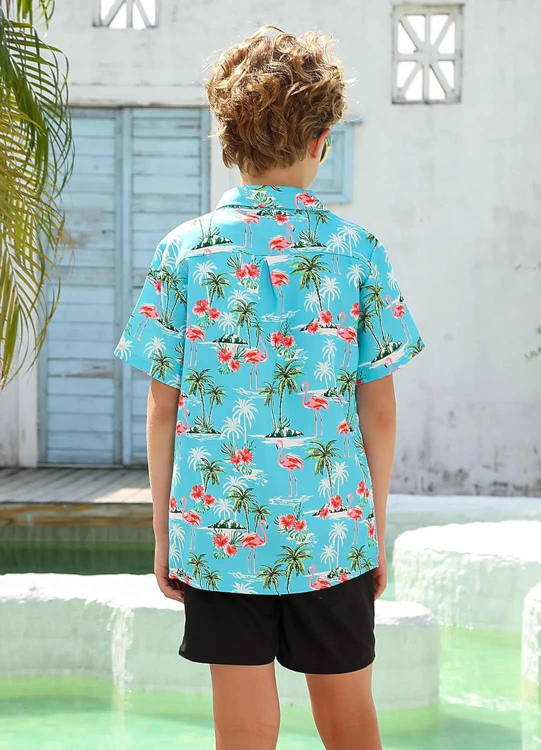 7-14T Boys Button Down Hawaiian Shirts 3D Printed Short Sleeve Cool Top Shirt