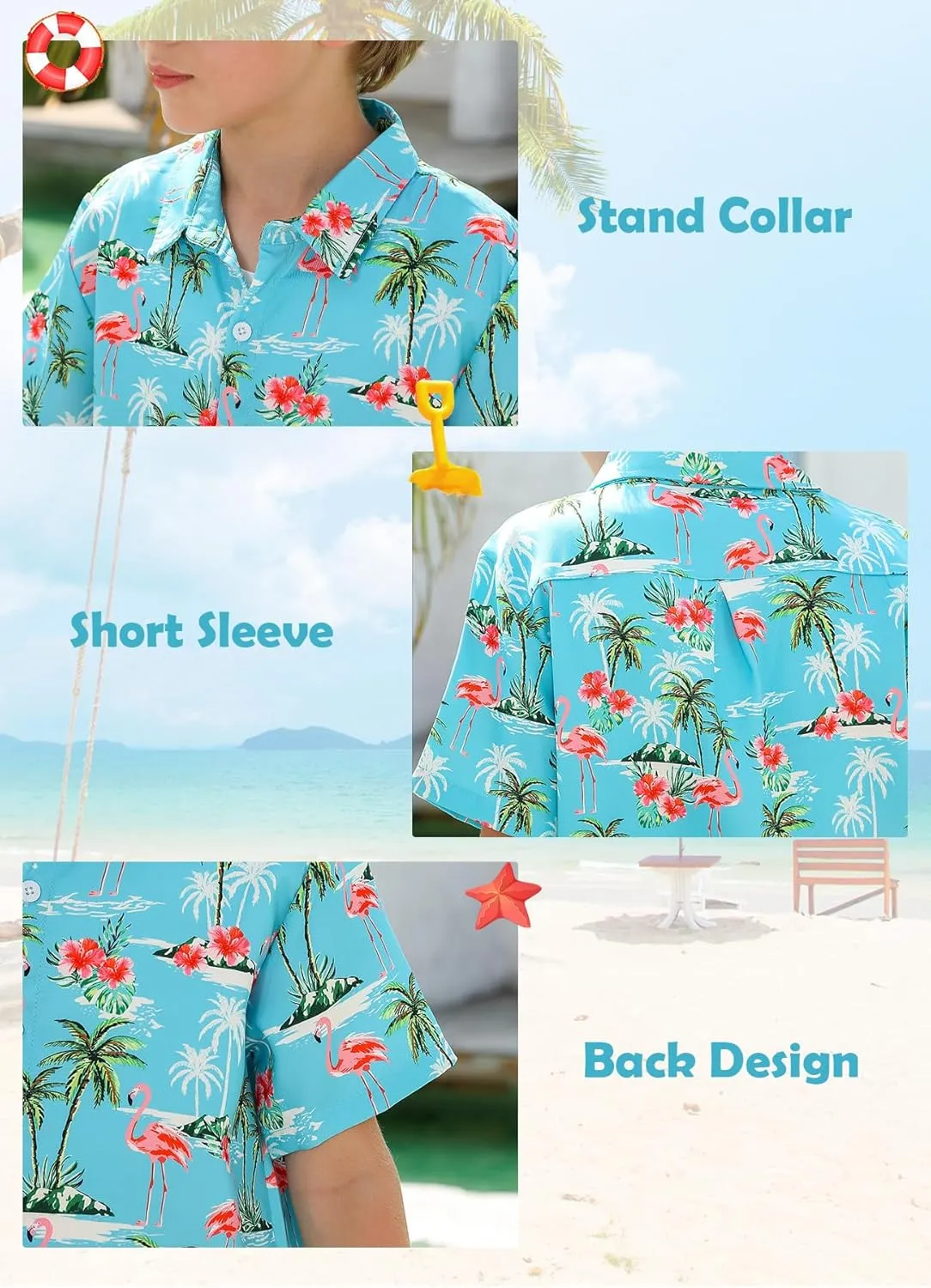 7-14T Boys Button Down Hawaiian Shirts 3D Printed Short Sleeve Cool Top Shirt