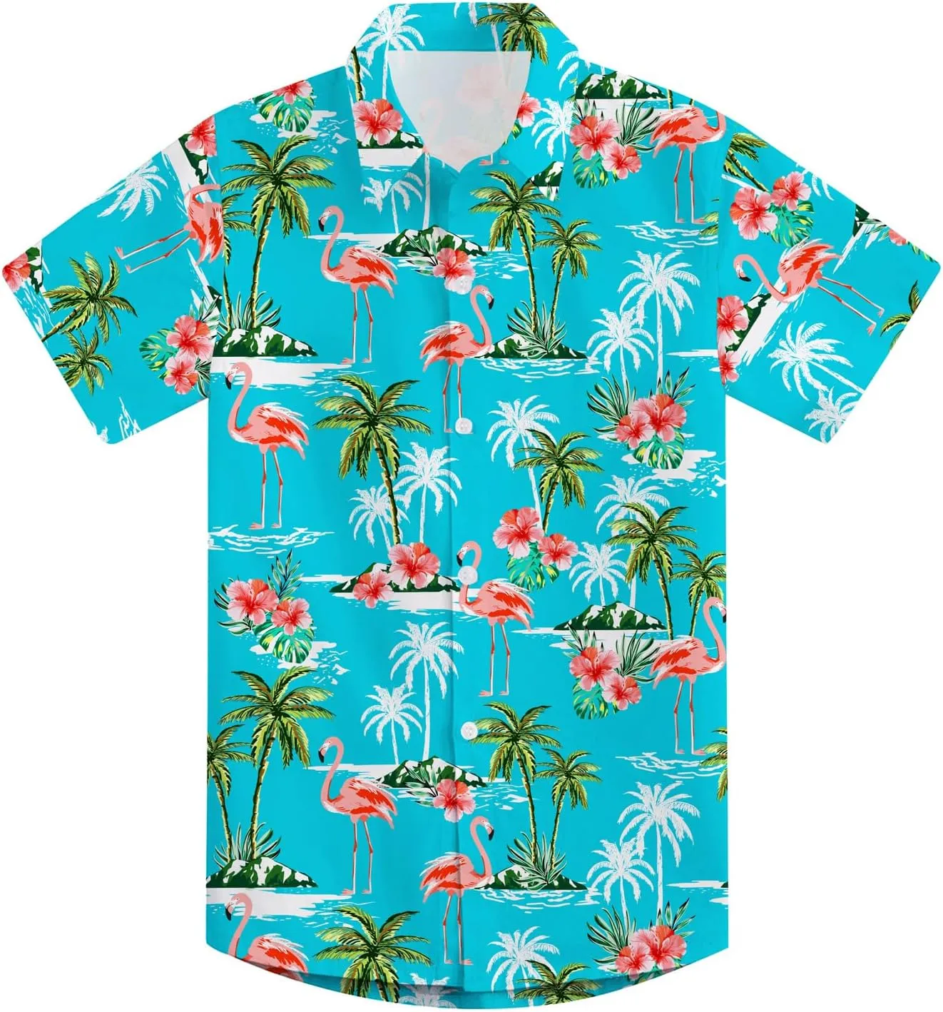 7-14T Boys Button Down Hawaiian Shirts 3D Printed Short Sleeve Cool Top Shirt