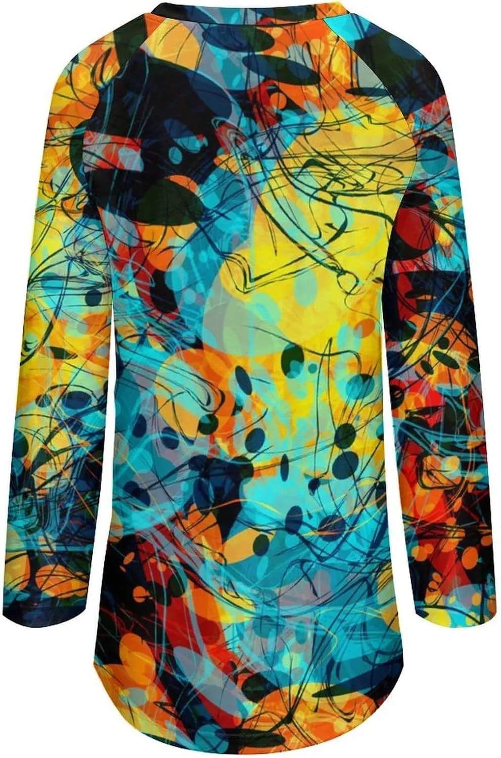 Abstract Art Womens Long Sleeve T Shirts Long Crew Neck Tees Casual Blouses Loose Tops