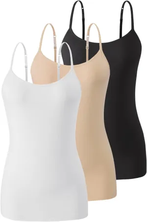Air Curvey Women's Camisole with Shelf Bra Adjustable Spaghetti Strap Tank Tops 2/3-Pack Cotton Undershirts Tops