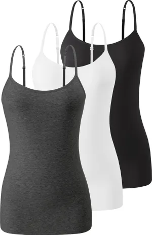 Air Curvey Women's Camisole with Shelf Bra Adjustable Spaghetti Strap Tank Tops 2/3-Pack Cotton Undershirts Tops