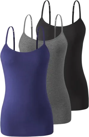 Air Curvey Women's Camisole with Shelf Bra Adjustable Spaghetti Strap Tank Tops 2/3-Pack Cotton Undershirts Tops