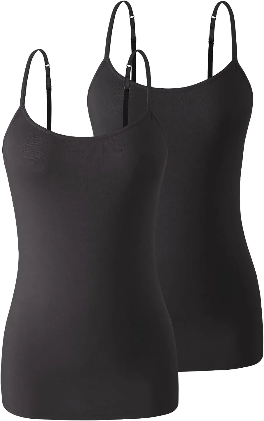 Air Curvey Women's Camisole with Shelf Bra Adjustable Spaghetti Strap Tank Tops 2/3-Pack Cotton Undershirts Tops