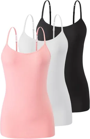 Air Curvey Women's Camisole with Shelf Bra Adjustable Spaghetti Strap Tank Tops 2/3-Pack Cotton Undershirts Tops