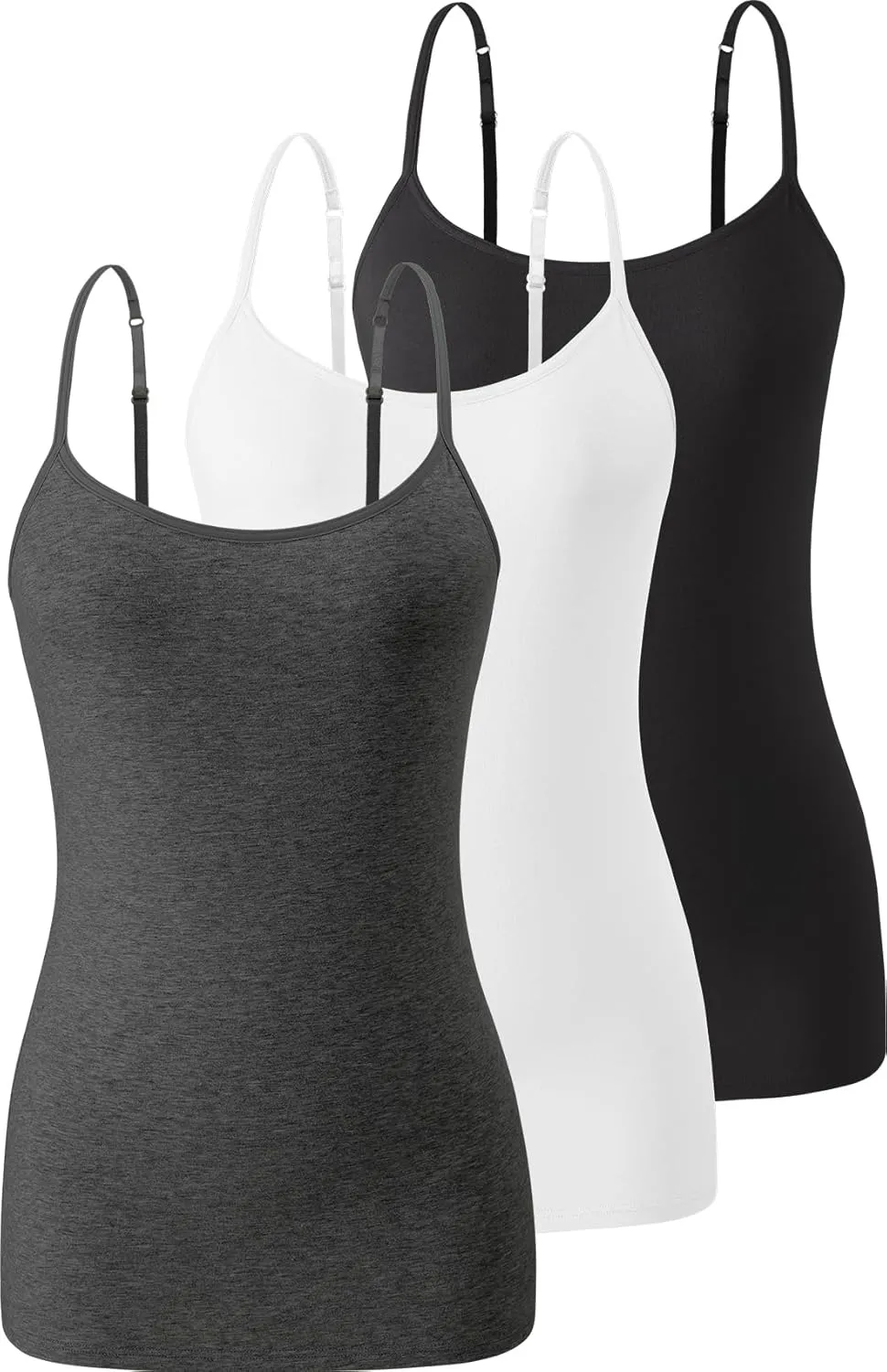 Air Curvey Women's Camisole with Shelf Bra Adjustable Spaghetti Strap Tank Tops 2/3-Pack Cotton Undershirts Tops