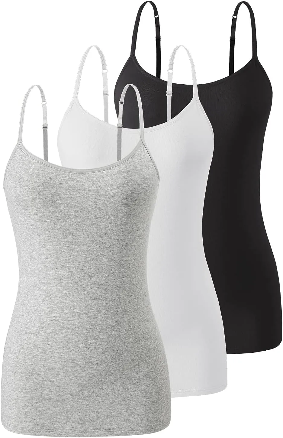 Air Curvey Women's Camisole with Shelf Bra Adjustable Spaghetti Strap Tank Tops 2/3-Pack Cotton Undershirts Tops