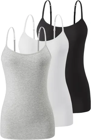 Air Curvey Women's Camisole with Shelf Bra Adjustable Spaghetti Strap Tank Tops 2/3-Pack Cotton Undershirts Tops
