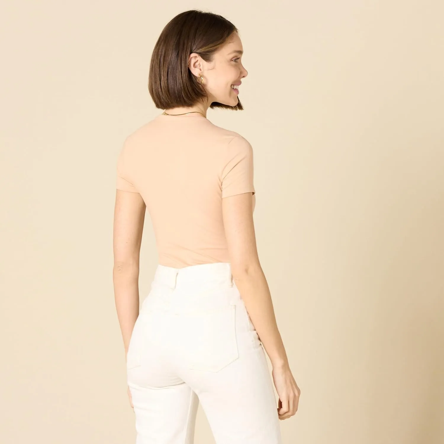 Amazon Essentials Women's Stretch Cotton Jersey Slim-Fit T-Shirt Bodysuit, Pack of 2