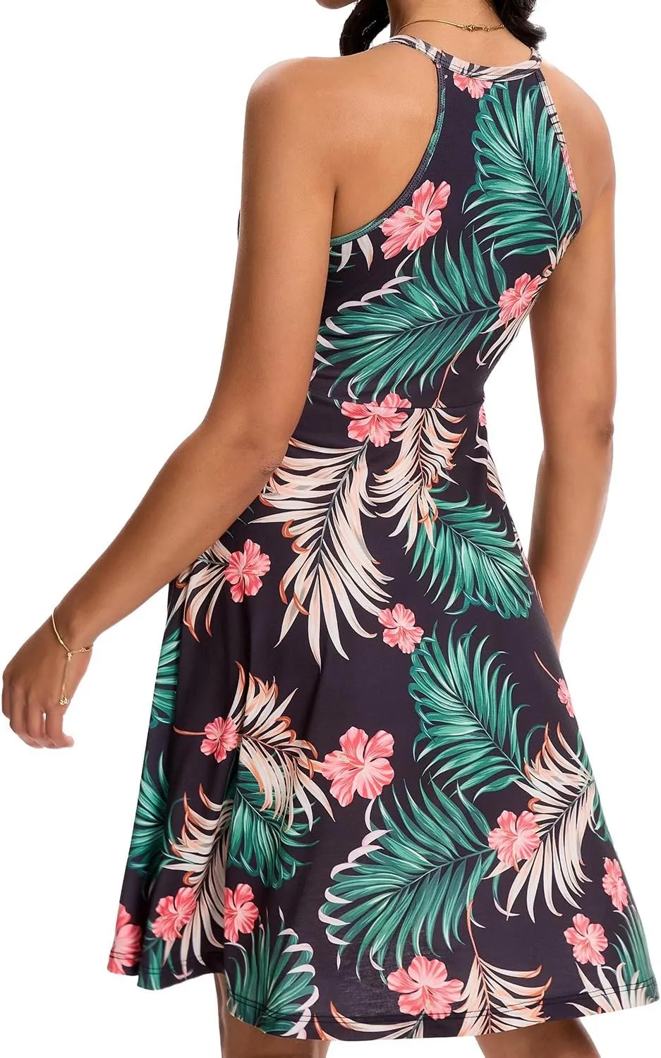 ANYFITTING Built in Bra Halter Dresses for Women 2025 Summer Pockets Dress Flowy Midi Sundresses Beach Vacation