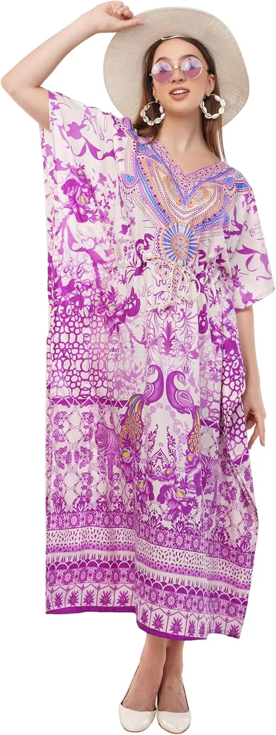 Art Of Creation Kaftan Dress Tunic Long Maxi Kimono Caftan Gown Nightdress Beach Party Casual Dress