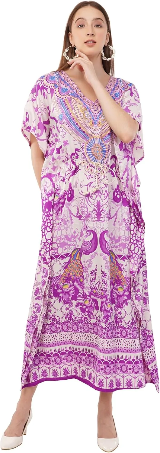Art Of Creation Kaftan Dress Tunic Long Maxi Kimono Caftan Gown Nightdress Beach Party Casual Dress