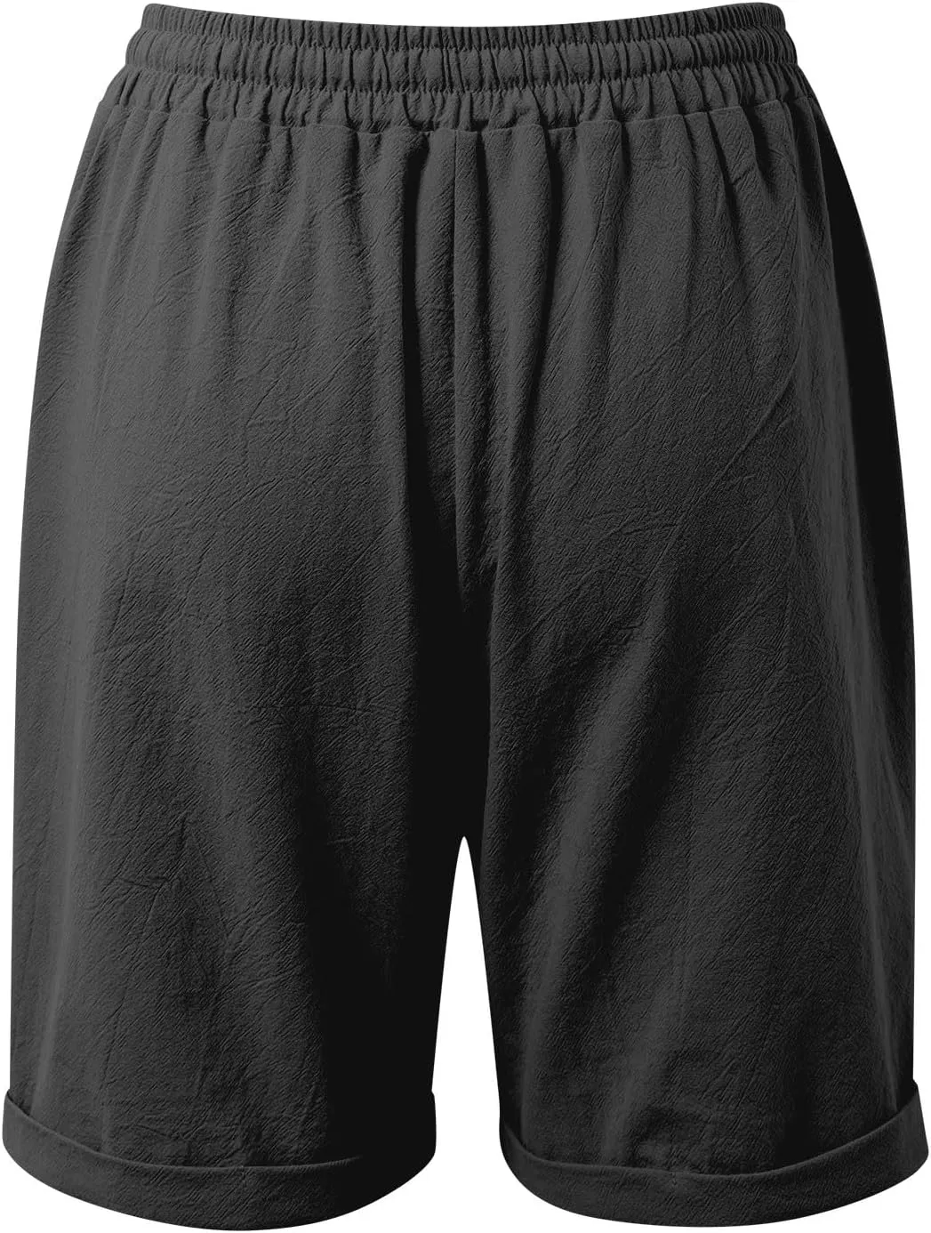 Bermuda Linen Shorts for Women Knee Length Drawstring Summer Shorts Wide Leg Comfy Lightweight Short Lounge Pants