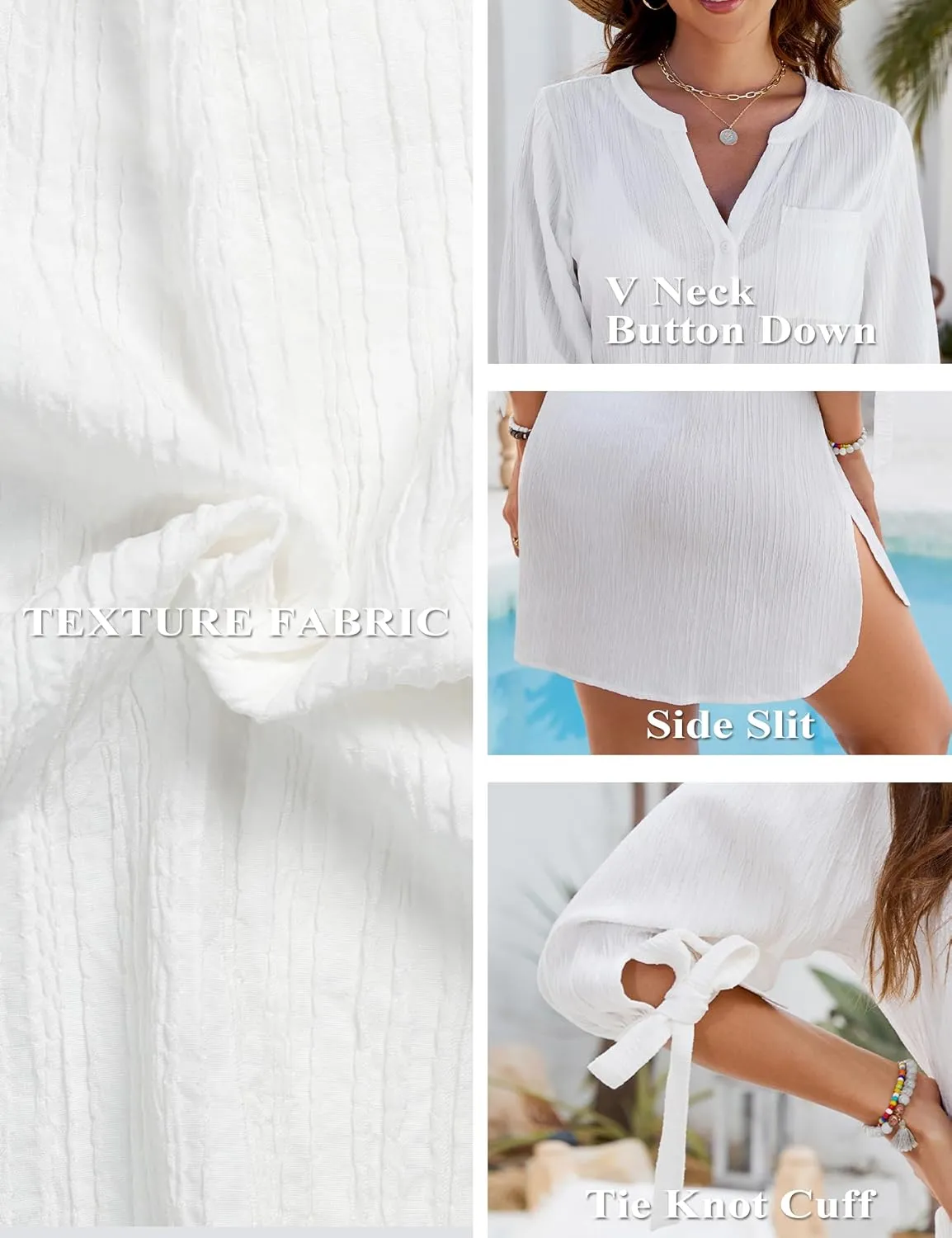 Blooming Jelly Womens Swimsuit Coverup Button Down Bathing Suit Cover Up Tie Swim Beach Cover Ups