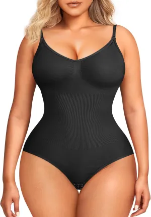 BRABIC Womens' Seamless Sleeveless V-Neck Bodysuit Shapewear Tummy Control