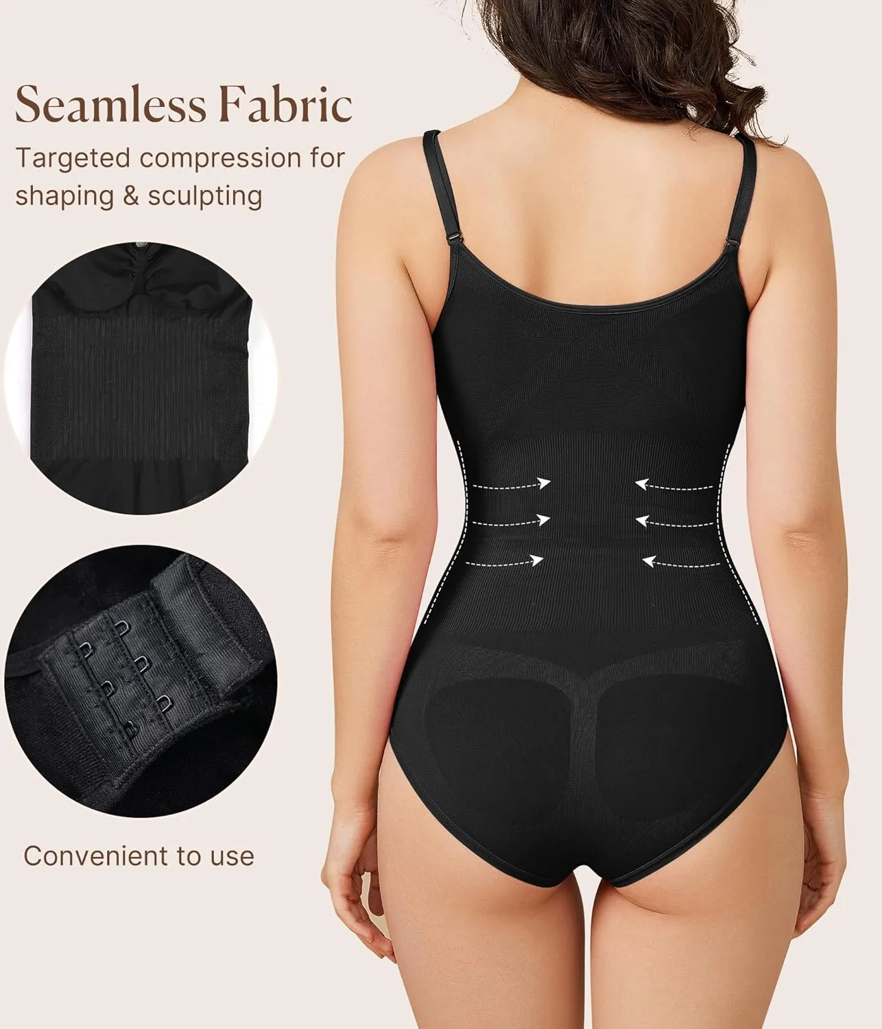 BRABIC Womens' Seamless Sleeveless V-Neck Bodysuit Shapewear Tummy Control