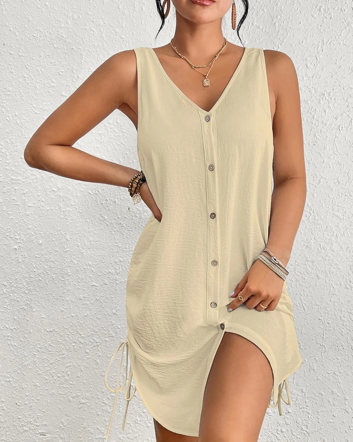 Bsubseach Swimsuit Coverup for Women V Neck Sleeveless Beach Dresses 2025 Vacation Outfits