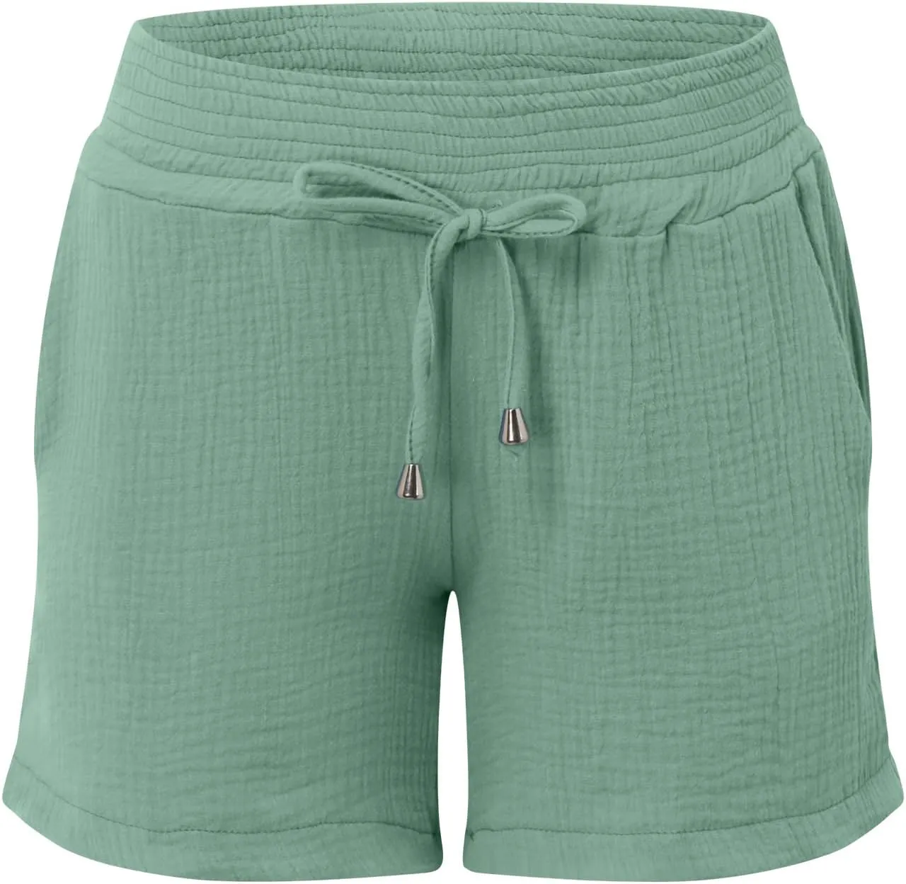Cotton Linen Shorts for Women Summer Casual High Waisted Wide Leg Beach Shorts Drawstring Comfy Pull On Short Pants