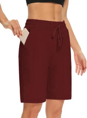 DIBAOLONG Womens Yoga Shorts Loose Comfy Drawstring Lounge Bermuda Shorts with 3 Pockets