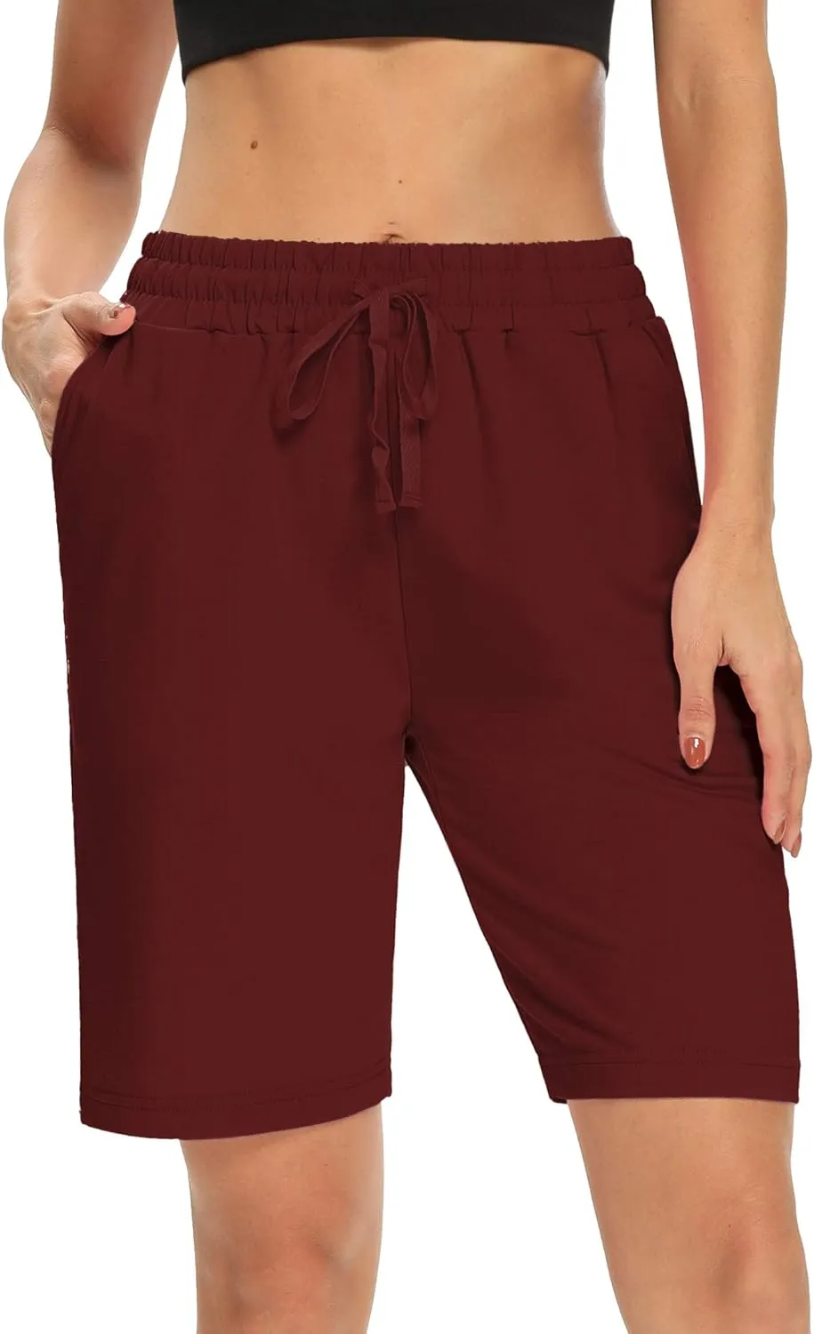 DIBAOLONG Womens Yoga Shorts Loose Comfy Drawstring Lounge Bermuda Shorts with 3 Pockets