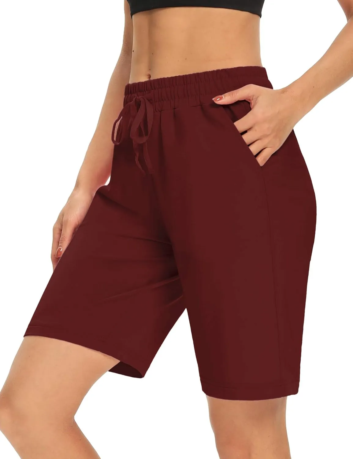DIBAOLONG Womens Yoga Shorts Loose Comfy Drawstring Lounge Bermuda Shorts with 3 Pockets