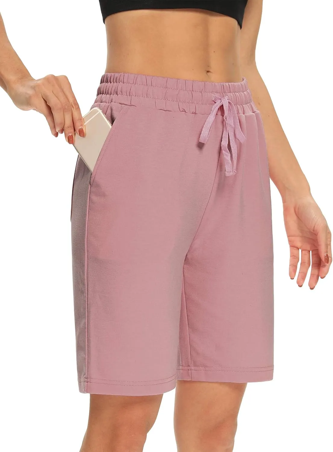 DIBAOLONG Womens Yoga Shorts Loose Comfy Drawstring Lounge Bermuda Shorts with 3 Pockets