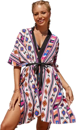 Dresses for Women Loose Kimono Cardigans Floral Kaftans Cover up Caftan Blouses Beach Swimsuit