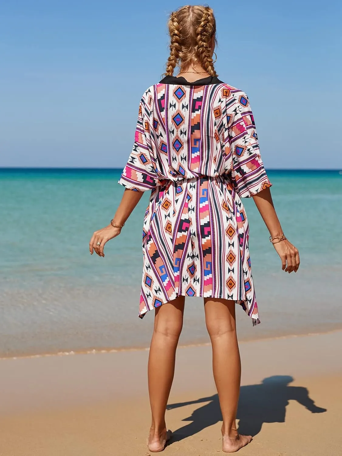 Dresses for Women Loose Kimono Cardigans Floral Kaftans Cover up Caftan Blouses Beach Swimsuit