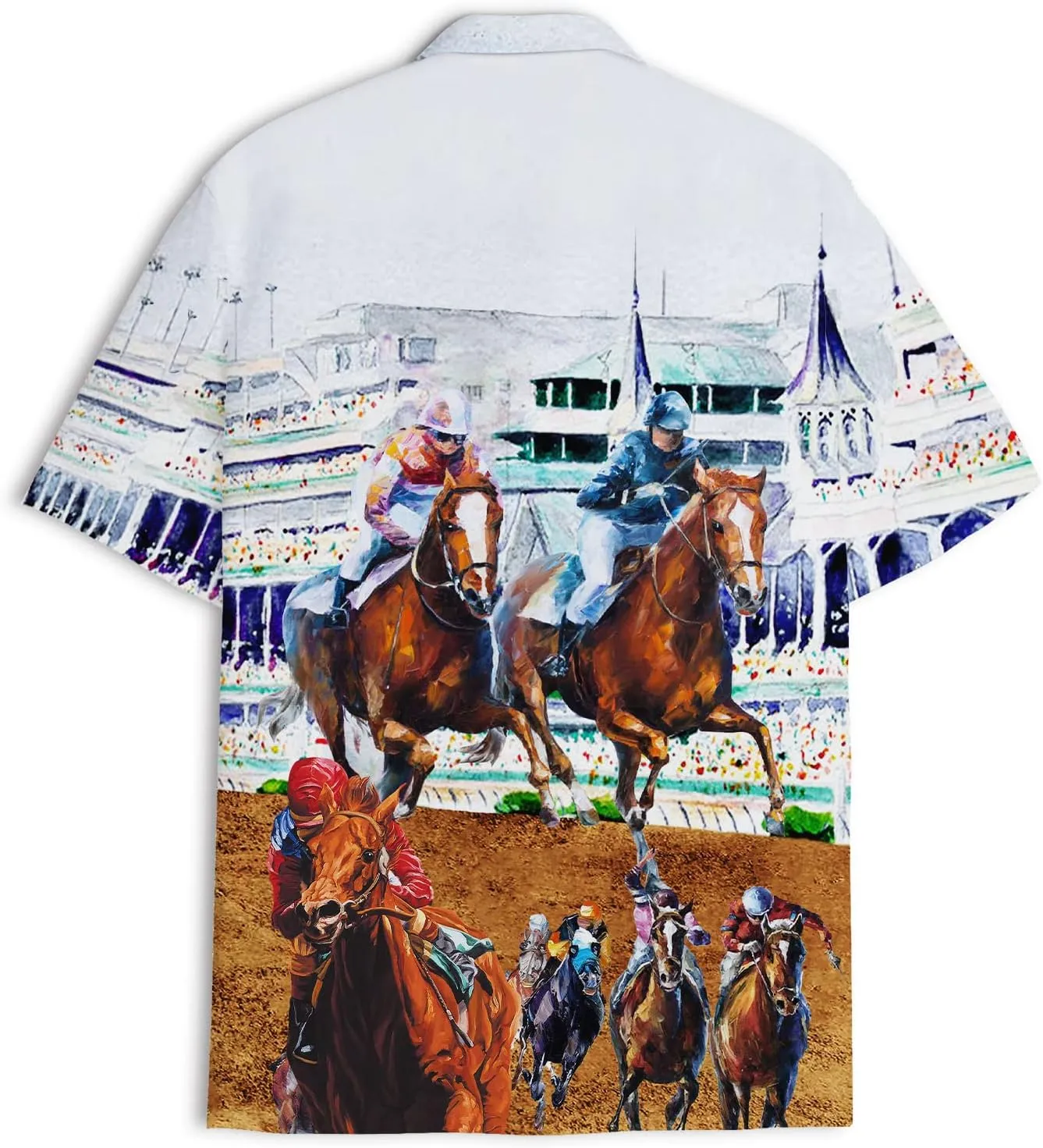 Funny Horse Hawaiian Shirts for Men Women, Love Horse Racing Hawaiian Summer Short-Sleeve Casual Relaxed-Fit Button-Down