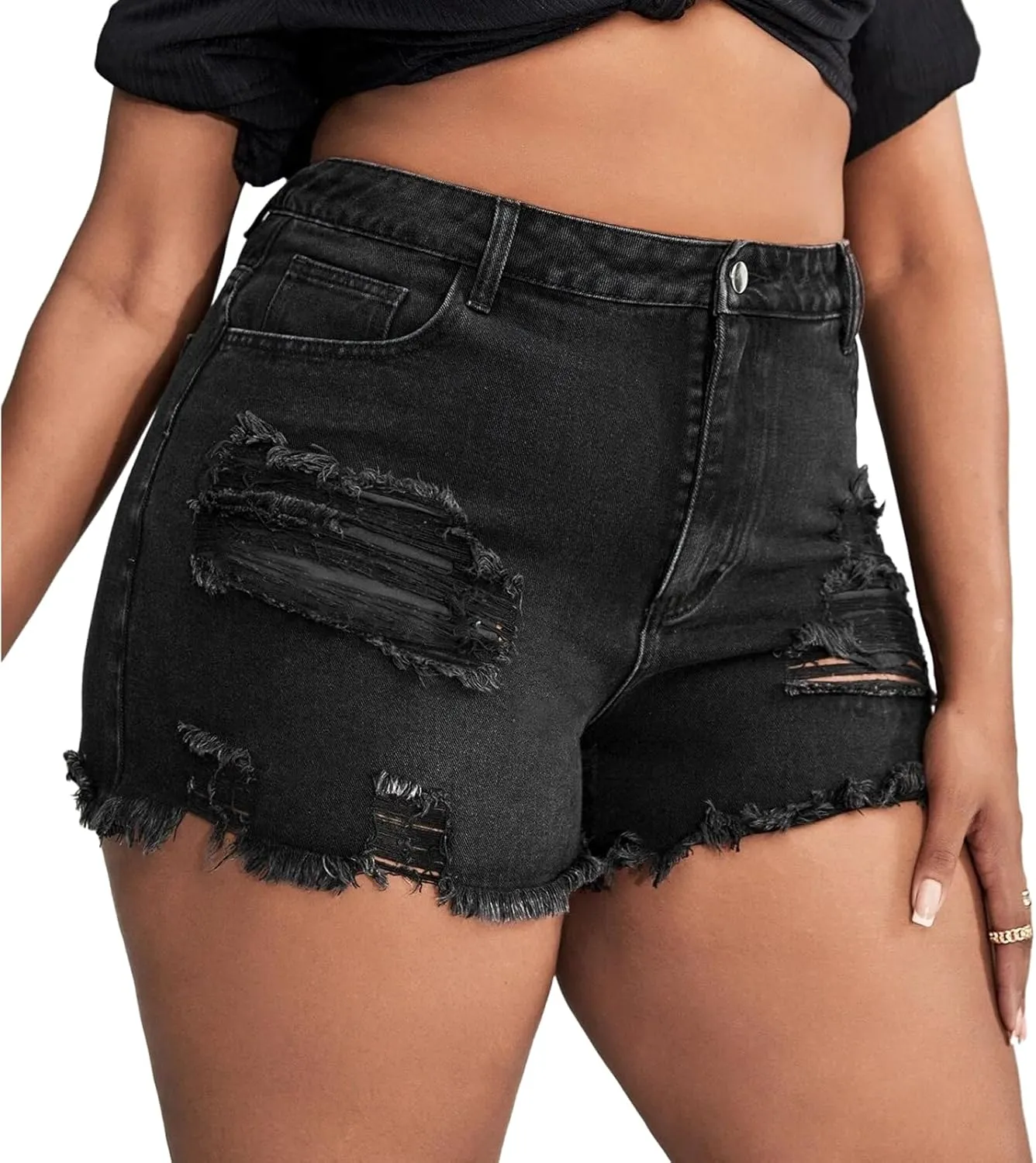 GAGELE Plus Size Denim Shorts Women High Waisted Stretch Summer Jean Shorts