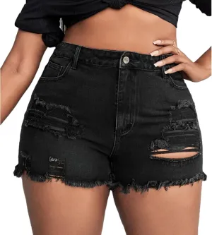 GAGELE Plus Size Denim Shorts Women High Waisted Stretch Summer Jean Shorts