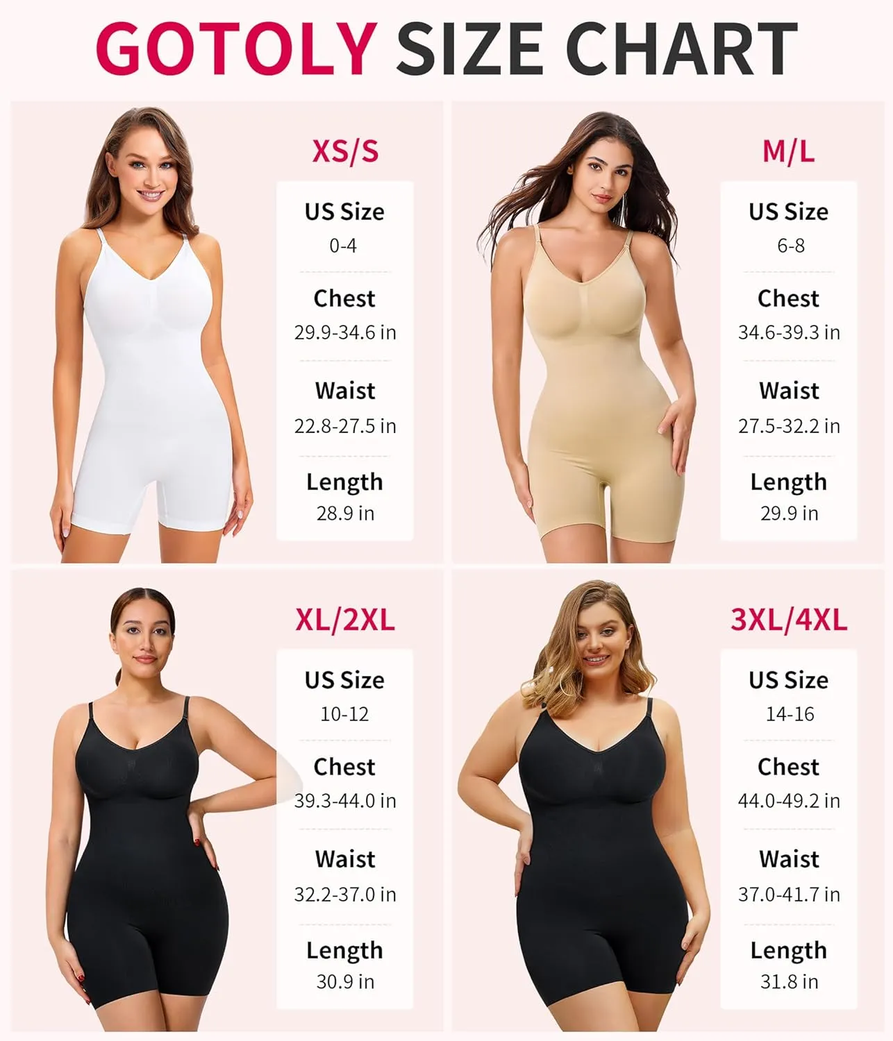 Gotoly Shapewear Bodysuit for Women Tummy Control Seamless Full Body Shaper V-Neck Waist Trainer Snatched Body Suit