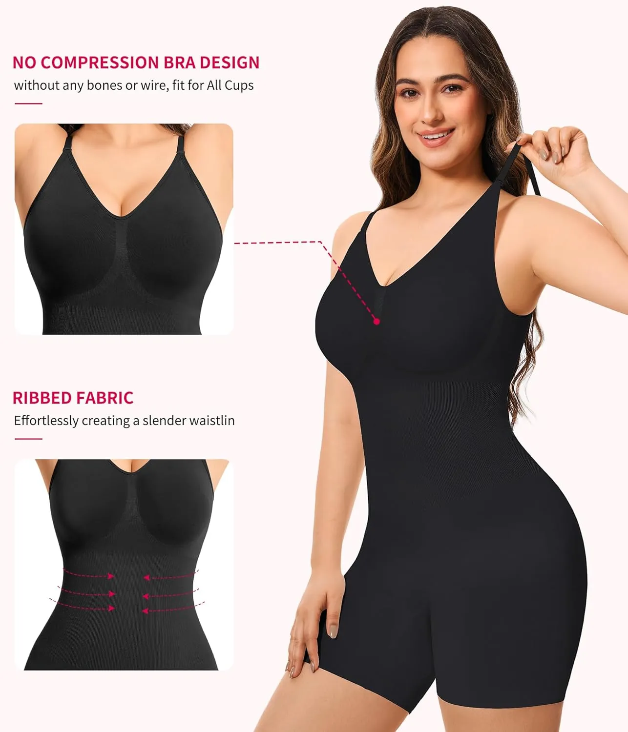 Gotoly Shapewear Bodysuit for Women Tummy Control Seamless Full Body Shaper V-Neck Waist Trainer Snatched Body Suit