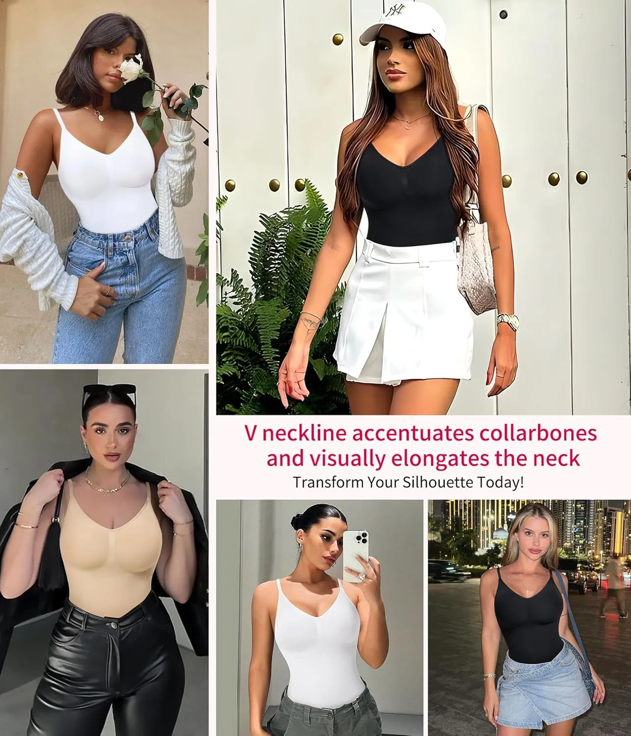 Gotoly Shapewear Bodysuit for Women Tummy Control Seamless Full Body Shaper V-Neck Waist Trainer Snatched Body Suit