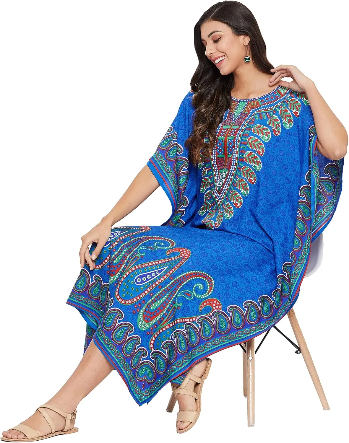 Gypsie Blu Ladies Kaftan Kimono Maxi Style Dress Plus Size Caftan Long Swimsuit Cover up Beach Dress for Women