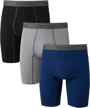Hanes Men's Comfort Flex Fit Boxer Briefs, Ultra Soft Stretch, Long Leg & Regular Leg, 3- Pack