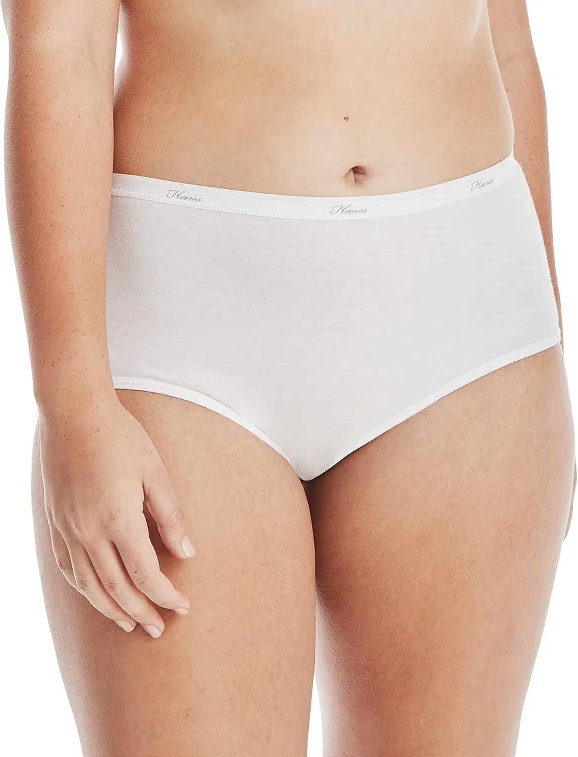 Hanes Women's High-Waisted Brief Panties, 6-Pack, Moisture-Wicking Cotton Brief Underwear (Colors May Vary)