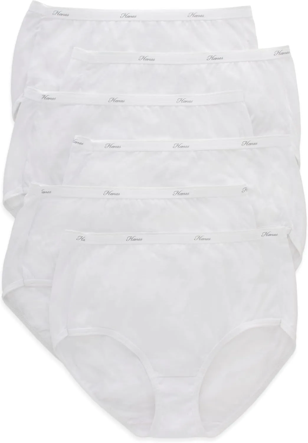 Hanes Women's High-Waisted Brief Panties, 6-Pack, Moisture-Wicking Cotton Brief Underwear (Colors May Vary)