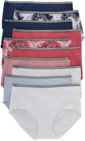 Hanes Women's Stretch Cotton Moisture-Wicking Bikini Underwear Value Pack, Smoothing Bikini Panties 10-Pack (Colors May Vary)