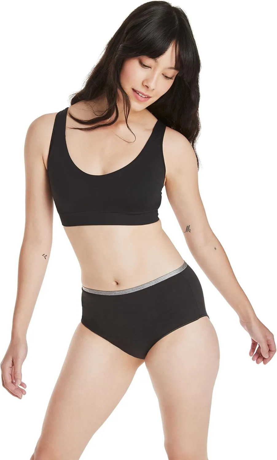 Hanes Women's Stretch Cotton Moisture-Wicking Bikini Underwear Value Pack, Smoothing Bikini Panties 10-Pack (Colors May Vary)