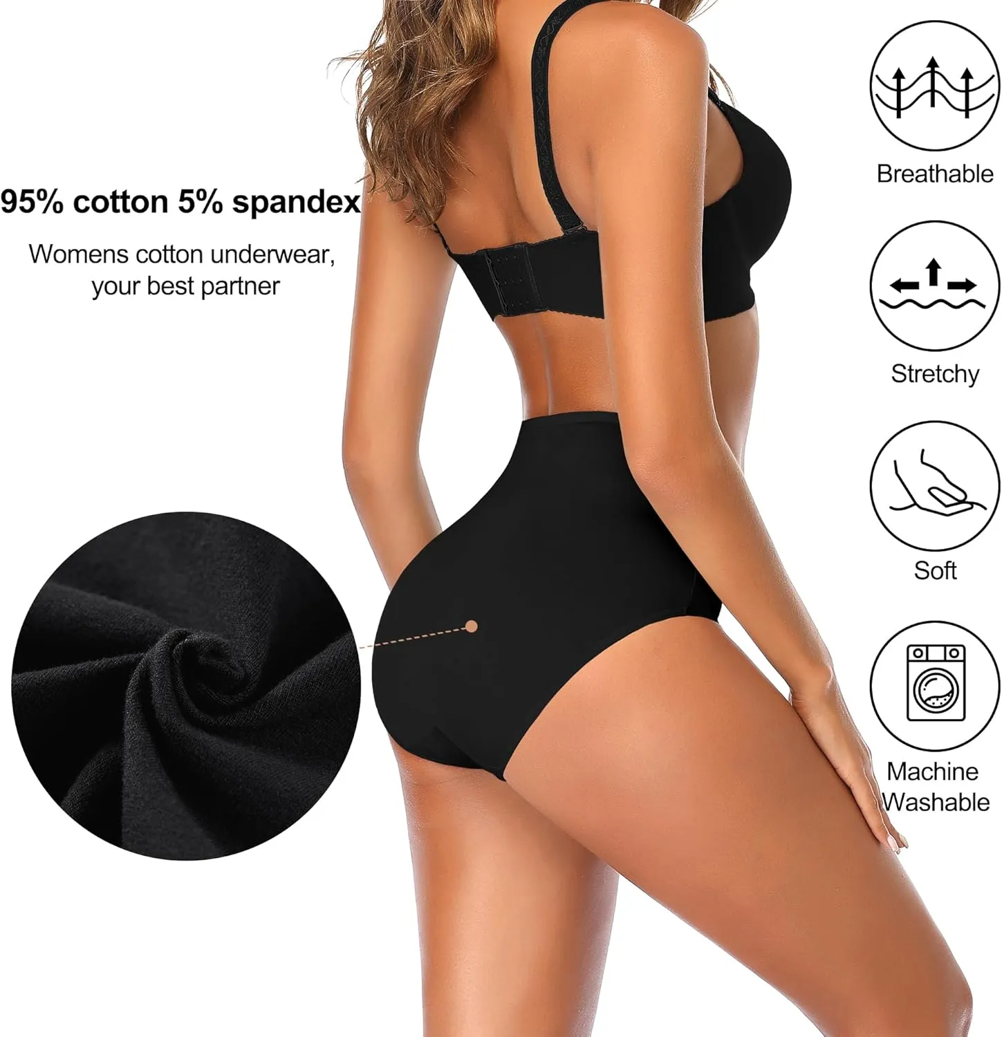 High Waisted Postpartum Underwear Womens Cotton Underwear Soft Breathable Full Coverage Stretch Panties Multipack