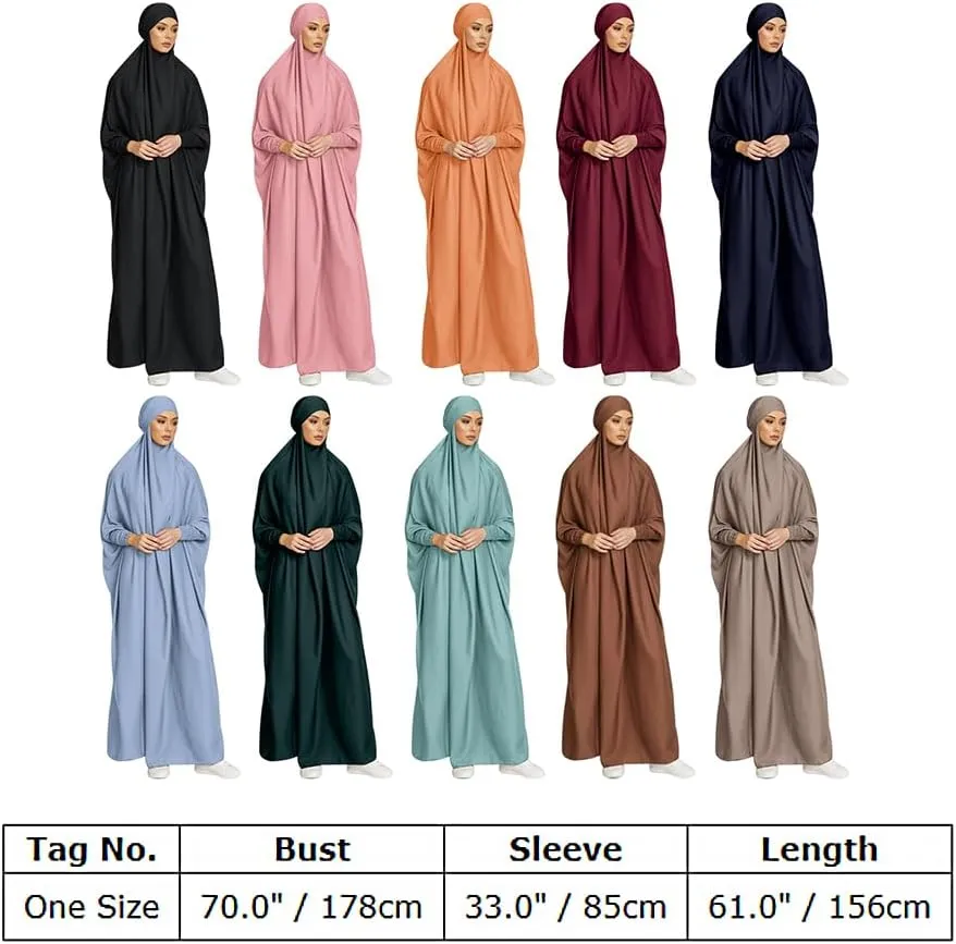 IKADEX Jilbab for Muslim Women Hooded Abaya Kaftan Dress Hijab Chador One-Piece Loose Fit Arabic Islamic Prayer Robe