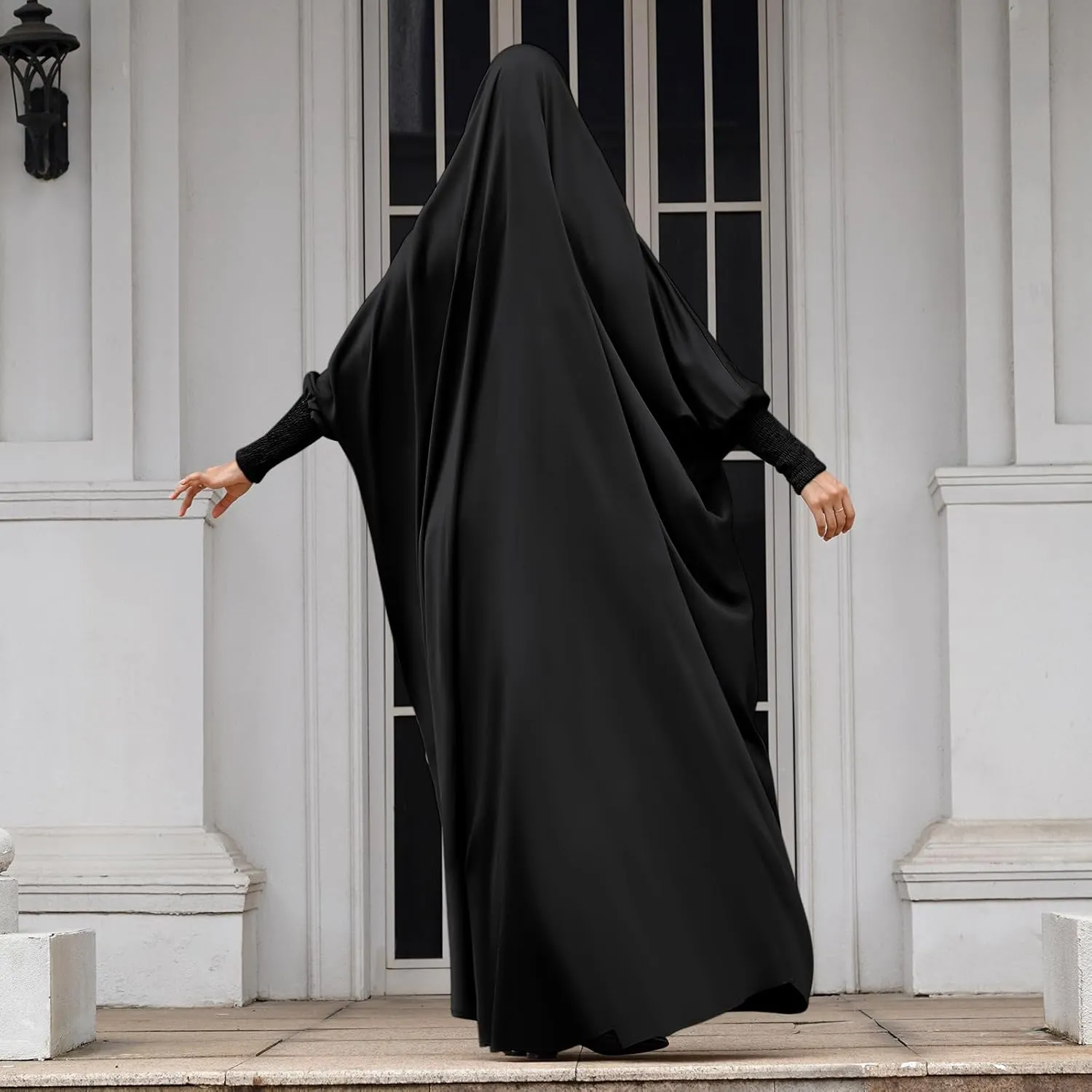 IKADEX Jilbab for Muslim Women Hooded Abaya Kaftan Dress Hijab Chador One-Piece Loose Fit Arabic Islamic Prayer Robe