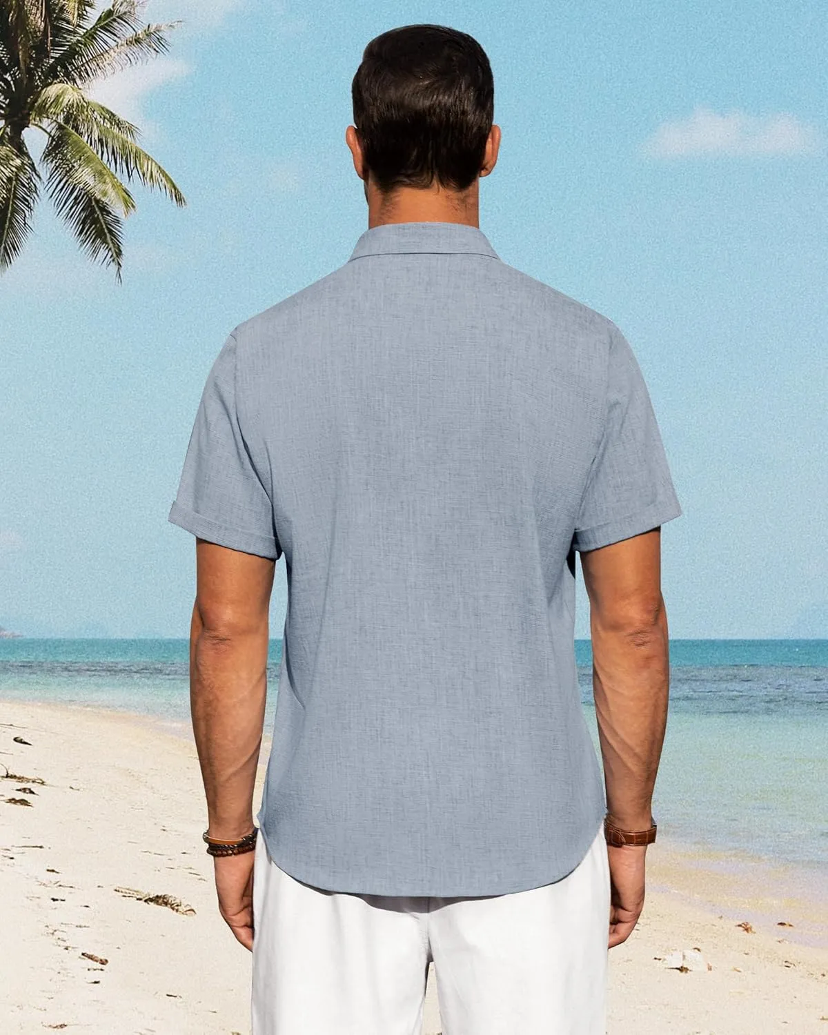 J.VER Men's Linen Shirts Casual Short Sleeve Button Down Shirt Beach Summer Vacation Holiday Wedding Cotton Tops
