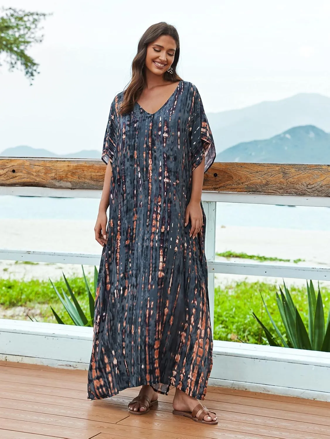 Kaftan for Women Plus Size Bathing Suit Cover up Batwing Dress Loose fit Moroccan Caftan mumu Dresses for Women