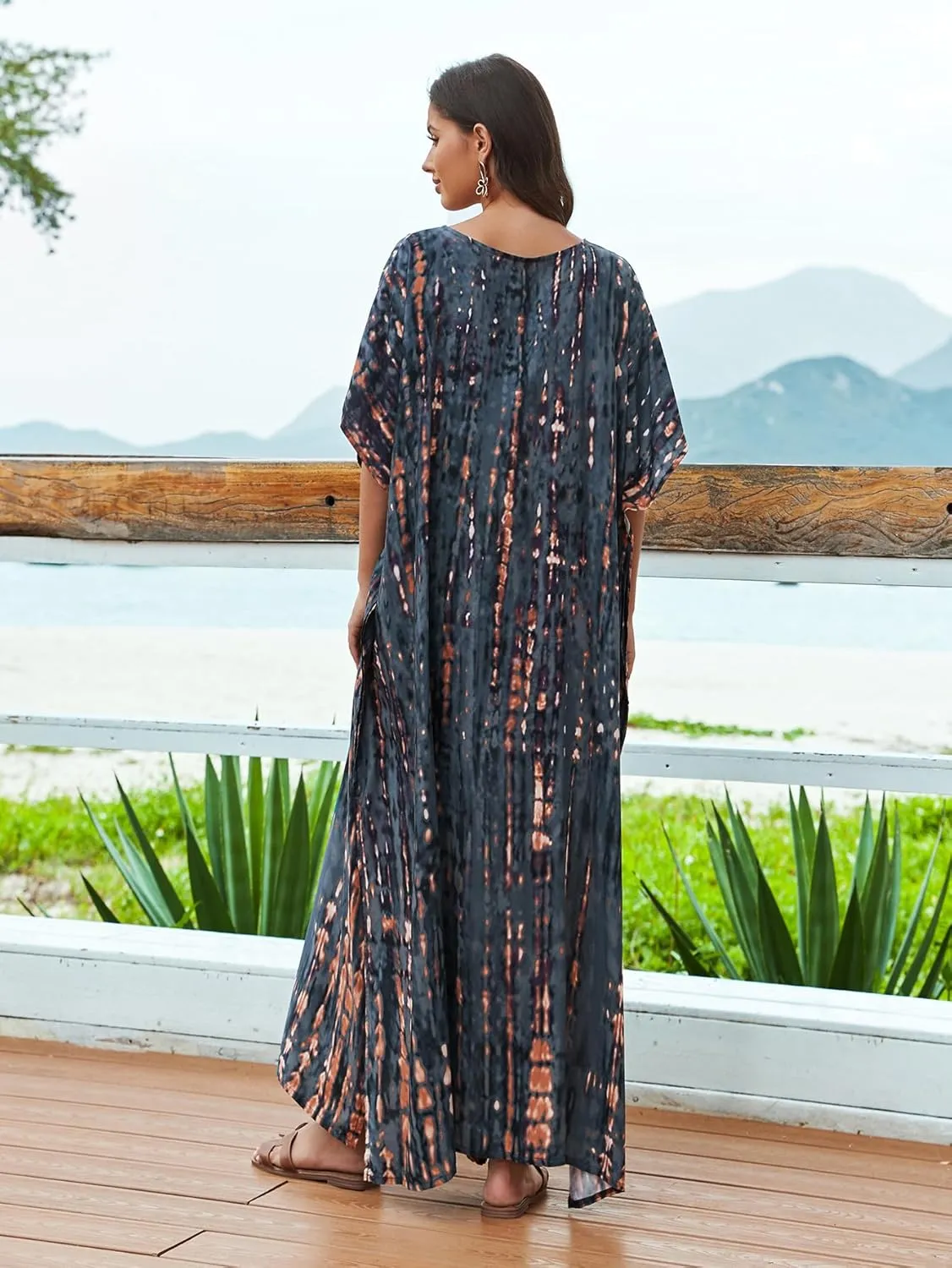 Kaftan for Women Plus Size Bathing Suit Cover up Batwing Dress Loose fit Moroccan Caftan mumu Dresses for Women
